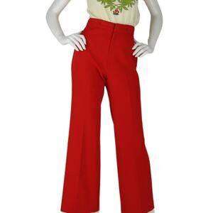 70s Vintage Hipster Rock  High Waisted Boho Hippie Disco Mom Hot Red Pants 25